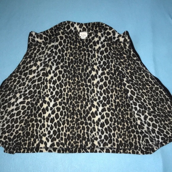 𝅺LA FETE Cheetah print vintage vest mandarin collar pouch pockets NEW size L - Picture 3 of 10